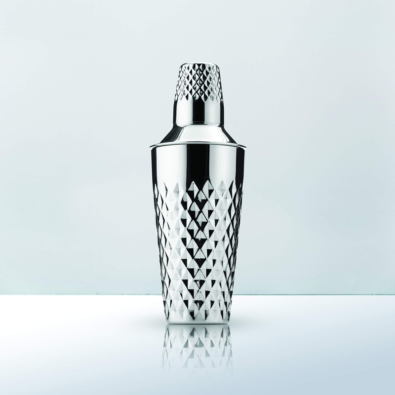 Viski Diamond Cocktail Shaker Set, 25 oz Faceted Stainless Steel
