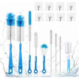Vervex 17 Piezas Cepillo para Limpiar Popotes – Limpieza de Biberones, Vasos, Tapas, Tarros y Más – Multiusos (Azul y Blanco)
