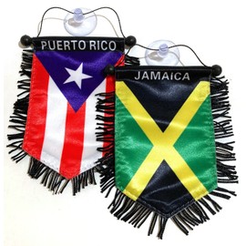 Puerto Rico flag and Jamaica flag for car home wall decor door window decoration mini Banner Accessories decoration small flag (Puerto Rico Jamaica)