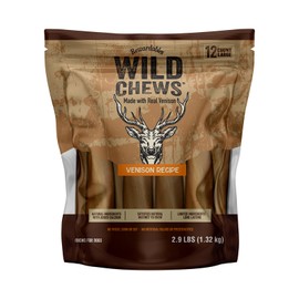 Rewardables | Wild Chews | Venison Recipe, Made with Real Venison, Limited Ingredient, Long Lasting Chews for Large Dogs | 12 Count