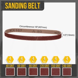 CoCud 1/2 x 18 Inch Sanding Belt, 60 Pcs 40/60/80/120/150/240 Grit Knife Sharpener Belts Work Sharpening for Belt Sander Knife Carving Tool Metal Working