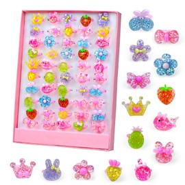 Ynanimery Ring, Toy, Girls, Ring Set, 50-Piece Set, Girl Toy, Cute Ring, Plastic, Fashionable, Pretend Play, Princess, Christmas, Birthday, Festival, Festival, Gift, Gift, Plastic