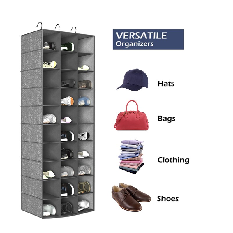 coastal rose Hanging Shoe Organizer for Closet, 30 Sections Hanging
