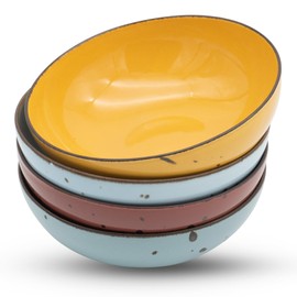 Esfour Round Porcelain Bowls - 18 Ounce - Set of 4 - Microwave, Oven, Dishwasher-Safe, Scratch Resistant, Porcelain Durable Small Dishes Bowls for Cereal, Salad, Pasta, Soup, Dessert - Assorted Vivid