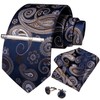 DiBanGu Conjunto de pañuelo y gemelos de seda para hombre