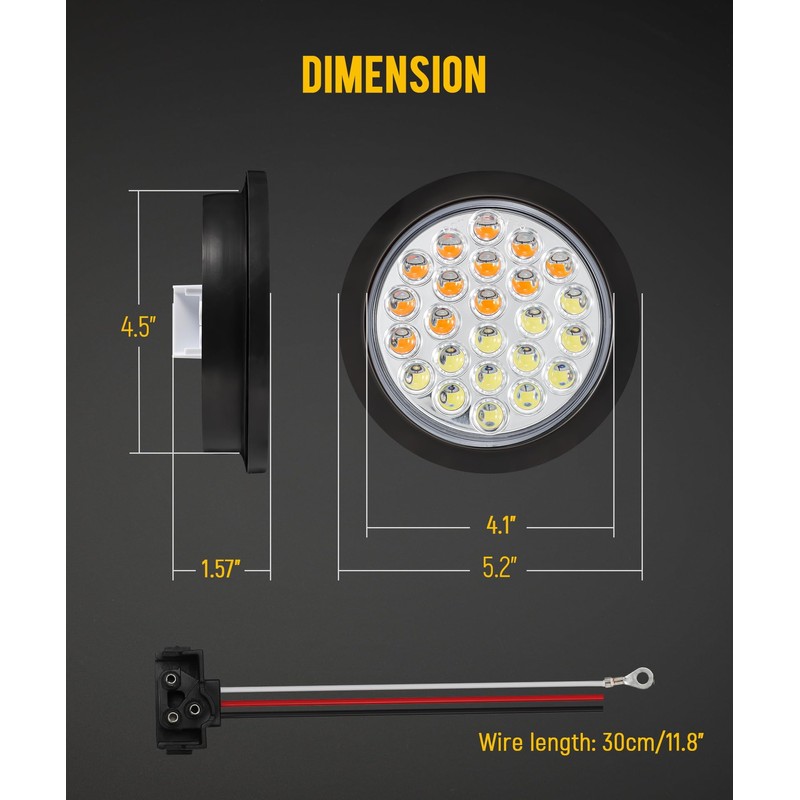 Partsam 4x 4 Inch Round Amber White Strobe Lights Dual