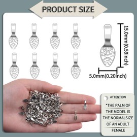 100pcs Antique Silver Designs Small Spoon DIY Oval Jewelry Scrabble Glue On Earring Flat Pad Bails for Fitting Glass Cabochon Tiles Pendants Jewelry Marking 15X5mm (A373)