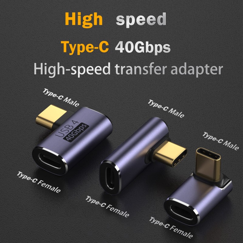 GELRHONR Right Angle USB C Adapter,40Gbps Type-C Male to Female