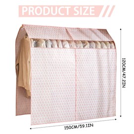 PLUSHCEWT 150 * 120cm Clothes Garment Rail Strong Zipped Cover, Clothes Garment Rail Dustproof Clothes Rail Clothes Cover Protective Bag Sturdy Zip Cover Single Hat Rack Clothing Cover Clothes (Pink)