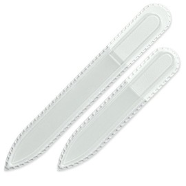 Mont Bleu Juego De 2 Limas De Uñas De Cristal Checo – Cristal Templado Checo Auténtico – Hecho A Mano – Doble Cara – Grabado – Para Uñas Naturales