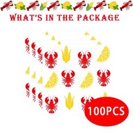 Crawfish Napkins 100PCS, Disposable Guest Napkins for Seafood Boil Crab Lobster Party, 13x13 Inch 2-Ply Paper Napkins, Dinner Napkins for Picnic BBQ