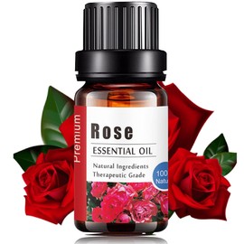 Aceites Esenciales de Rosa Aromaterapia - Natural 100% de Aceite Esencial Natural Conjunto de Difusores y Humidificadores con Caja de Regalo Exquisita (UVa Natural, 10 ML) (Rosa)