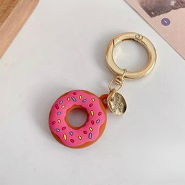 Airtag Airtag Case Cute Donut Cover Keychain Carabiner Shock Absorbing Lost Anti-Theft (Pink)