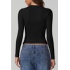 QINSEN Woman's Square Neck Long Sleeve Basic Tops Double Lined