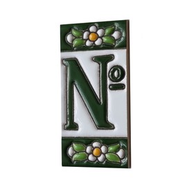 Green Floral Ceramic House Numbers & Letters Tile Size 7.5cm x 3.5cm 2 to 10 Tile Frames (License Plate)
