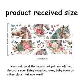 SUPERDANT Horses Wall Stickers Farm Animal Stickers Decal Watercolor Butterfly Flower Stickers Vinyl Art Decor for Living Room Kids Bedroom Nursery Farmhouse Office Wall Decor Gift