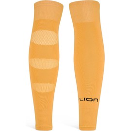 Performance Soccer Sock Sleeves - Premium Lion Breathe Technology - Breathable Mesh to Reduce Pressure On Calf Muscles | Amber - Large