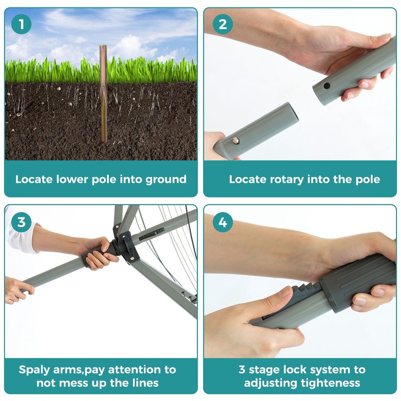JS HANGER Umbrella Drying Rack Outdoor, Rotary Retractable Dryer Adjustable