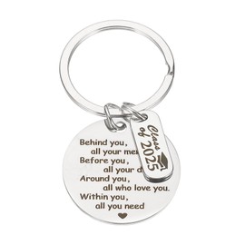 PATIKIL Graduation Keychain, College Graduation Inspirational Presents Tag Creative Key Rings DIY Creation Key Chain, Silver