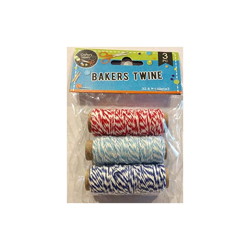 Crafters Square 3 Spools Bakers Twine, Cotton, Twine, 32.8 Feet/10.9