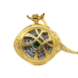 HUAWELL Dr Strange Necklace Eye of Agamotto Eye Theme Pocket Watch New Creative Hollow Antique Pocket Watch (Gold)