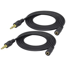 HCFeng 3 Pole 3.5mm Audio Cable 3.5mm Stereo Male to Female Extension Audio Cable Cord 3.5mm Jack Stereo Audio Cable for Microphones, Smartphone Headphones Stereo[1.5m/4.9ft/2pack-M/F]