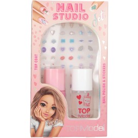 Depesche 13496 TOPModel - Nageldesign-Set Beauty and Me, Nagel Set mit rosa Nagellack, transparentem Überlack und verschiedenen Nagelstickern