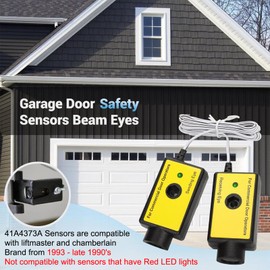 Garage Door Safety Sensors 41A4373A, Compatible with LiftMaster Chamberlain Openers 1993-Late 1990s, Green LED, Bolt Design