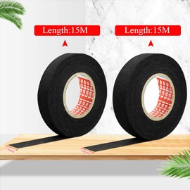 DECARETA Pack of 2 Cable Insulation, Tear-Resistant Electrical Tape, Fabric Tape (19 mm x 15 m, 25 mm x 15 m)