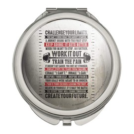 Work it Out Train Pain Motivational Inspirational Compact Travel Purse Handbag Makeup Mirror