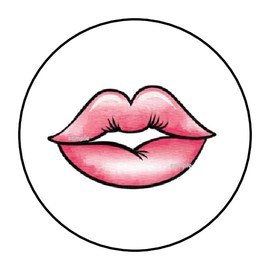 30 Pcs Pink Lips Stickers Favor Labels Tags Envelope Seals Stamps 1.5" Round Sticker for Packages Small Business Cards Letters Gifts Boxes for Holiday, Birthday