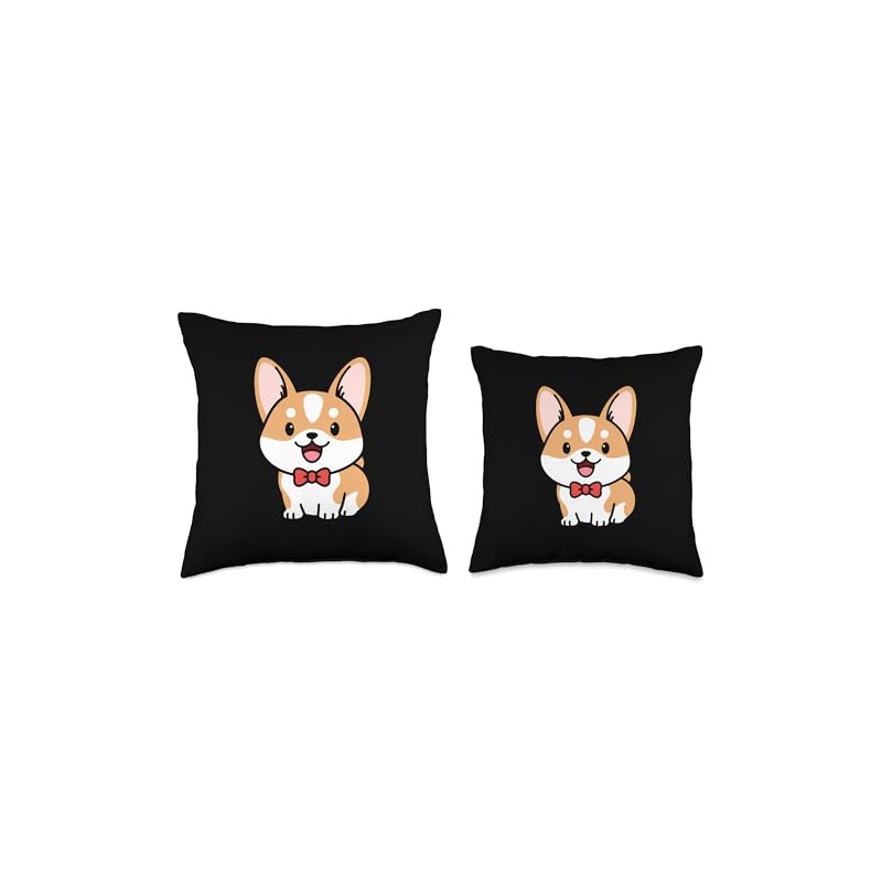 Cute Corgi Dog Kawaii Bow Tie Mom Dad Kids Throw