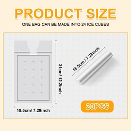 Bralucy Battkel Food Grade Plastic Ice Bags 50pcs Ice Cube Freezer Bags Plastics Ice Storage Bags Freezer for Ice Stackable Easy to Remove Ice Bags（Transparently）