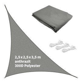 TTL Garden 2.5 x 2.5 x 3.5 m Triangular Awning Rectangular Anthracite - Premium Polyester 300D 160 g/m² 93% Shade - Sun Protection & Weather Protection for Garden, Balcony and Patio, with 3 x 1.5 m
