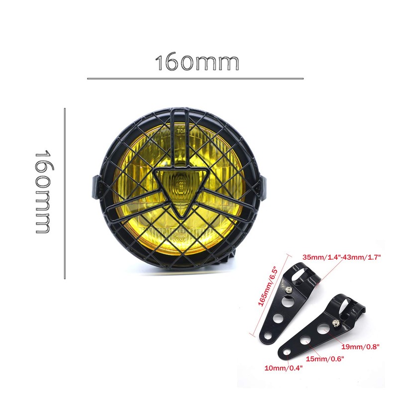 evomosa Universal motorcycle headlight, 6‘’ halogen headlight with lampshade cover
