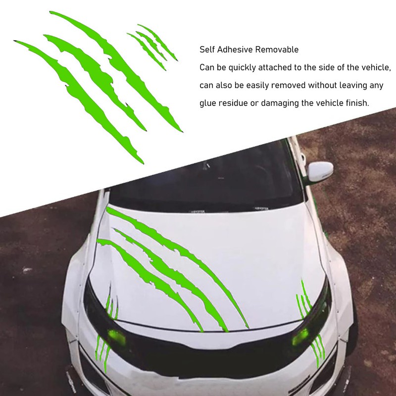 2Pcs Car Hood Cover Sticker Claw Mark Style Universal Engine