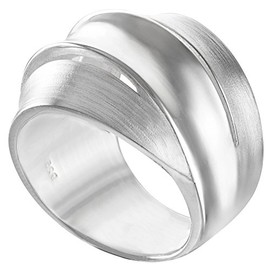 Vinani RDB Women's Ring 925 Silver Wide 3 Bands Matte Shiny 925 Sterling Silver for Women, Sterling Silver, No Gemstone