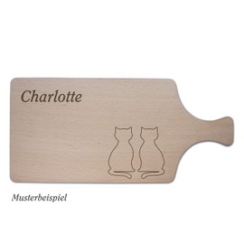 Breakfast board with your own text or motif, chopping board with handle made of untreated alder wood, 36.5 x 17 x 1.5 cm, kitchen board with engraving