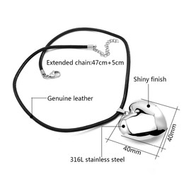 COUYA Polished Stainless Steel Love Heart Pendant Necklace with Chain 20'' (Silver)