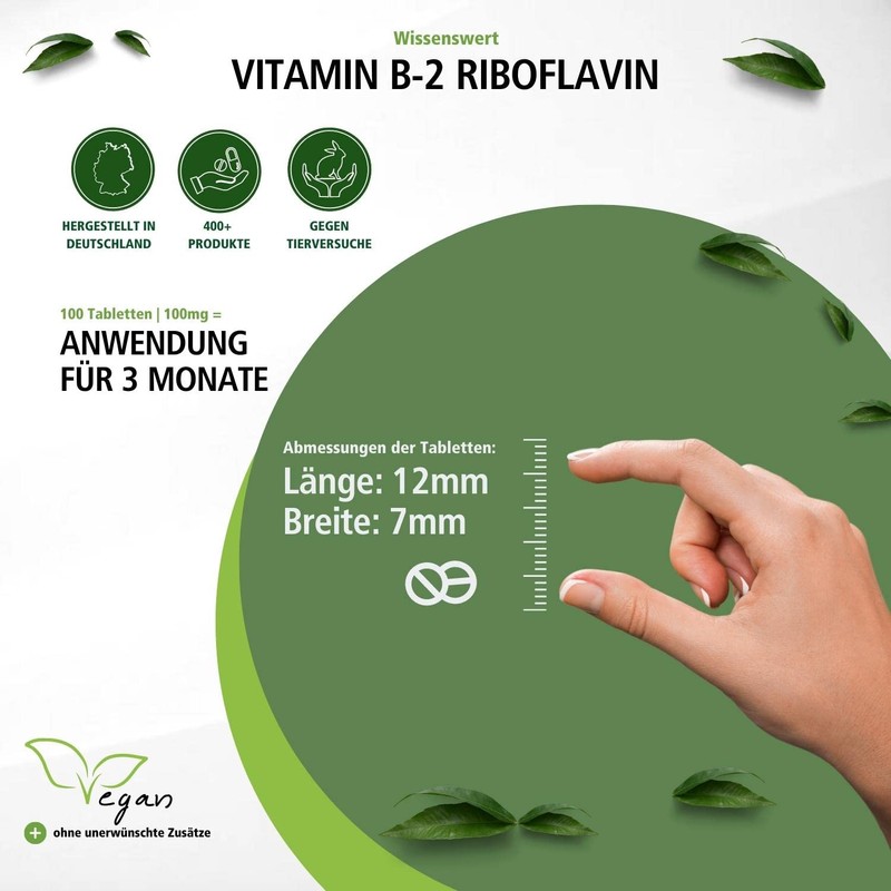 Vitamin B-2 Riboflavin 100Mg 100 Tablets – Vegetarian Multi Talent Metabolism – Support for a powerful