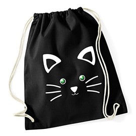 Hippowarehouse Cute Kitty Cat Face Drawstring Cotton School Gym Bag 37cm x 46cm, 12 litres