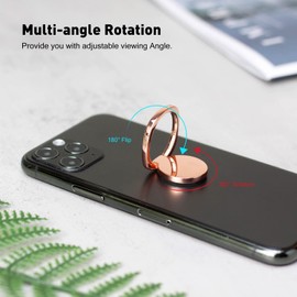 [2 Pack] Matte Rounded Corners Ultra-thin Cell Phone Ring Holder Stand,360 Degree Rotation and 180 Degree Adjustable Finger Ring Kickstand with Frosted Metal Phone Grip (Rose Gold)