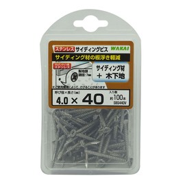 Wakai Sangyo SBS440V Siding Screws, Stainless Steel, Length 1.6 inches (40 mm), Pack of 100