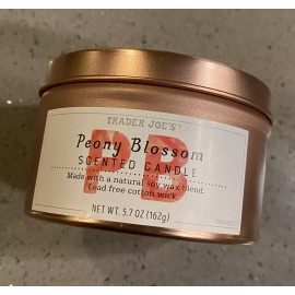 Trader Joe's Peony Blossom Candle PB Scented 5.7 oz Tin Rose Gold