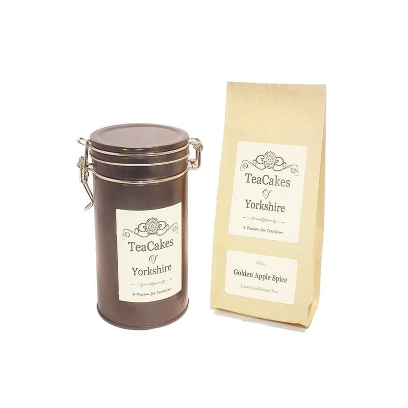 Golden Apple Spice Green Tea Gift Caddy 100g Airseal Loose