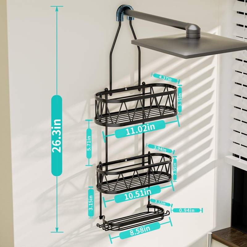 HapiRm Shower Caddy over Shower Head, Rustproof & Waterproof Shower