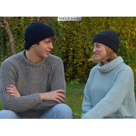 MELEGARI Milano Knitted Hat Military Knitted Hat Made of Pure Wool Essential and Robust Made for Time Unisex Made in Italy, black