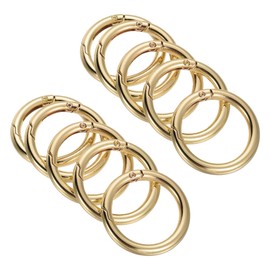 PATIKIL 25x18x4mm Spring Gate O Rings, 10 Pack Round Snap Clip Zinc Alloy for Keyrings Buckle, Light Gold