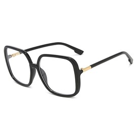 bullabulling Retro Square Reading Glasses For Women Blue Light Blocking Oversized Eyeglass Frames Large lens (black, 1.50, multiplier_x)