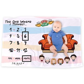 LOGOVISION Friends Baby Milestone Blanket, 36"x58" Central Perk Couch, Unisex for Baby Boy and Girl